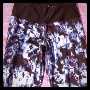 black blue roses floral leggings yoga pants S